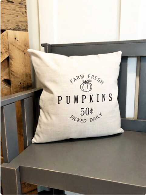 Farm Fresh Pumpkin Linen Pillow Cover - Autumn Farmhouse Decor - image 1