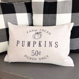 Farm Fresh Pumpkin Linen Pillow Cover - Autumn Farmhouse Decor - thumbnail 4