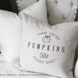 Farm Fresh Pumpkin Linen Pillow Cover - Autumn Farmhouse Decor - thumbnail 3