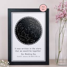 1St Anniversary Gift, Valentine Star Map, Map Night Sky Print, Mother's Day Gift, Wedding Day Birthday Stars, Print Only - thumbnail 3