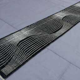 2x11 Runner Rug 1'10x10'6 Ft Afghan Modern Gabbeh Rug, Hand Knotted Wool Dark Navy White Natural Veg Dye Hallway - thumbnail 2