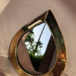 Set Of 6 Mini Mirrors in Gilded Copper/Brass Teardrop Eye Shape/Handmade Moroccan Wall Mirror - thumbnail 4