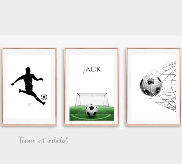 Football Prints, Wall Art, Boys Bedroom Personalised Boy Gift, Room Decor - image 1