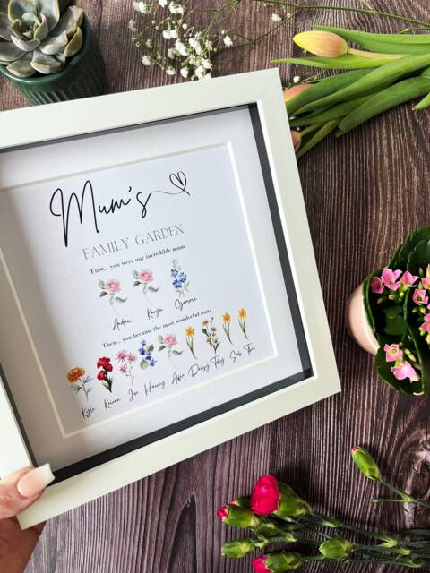 Personalised Birth Flower Family Tree Framed Print - Mother's Day Gift - image 1