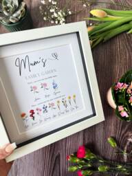 Personalised Birth Flower Family Tree Framed Print - Mother's Day Gift - thumbnail 1