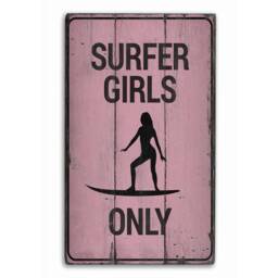 Surfing Girls Only, Water Sport Signs, Surf Lovers, Relaxing Lifestyle, Ocean Decor, Wooden Sign Wall Decor - Old - thumbnail 2