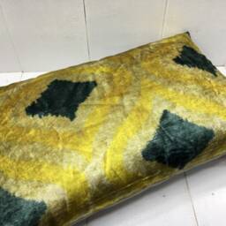 Ikat Silk Velvet Pillow Cover 16x24, Handwoven Accent Cushion - thumbnail 4
