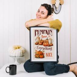 Pumpkin Spice Everything Nice Poster/Autumn Home Decoration Decor Latte Leaves Fall Lover Birthday Gift - thumbnail 2