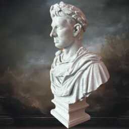Augustus Caesar Bust Gray Marble Sculpture, Roman Emperor Art, 3D Printed Statue, Classical Home Decor, Desk Accessories Office Decor - thumbnail 3