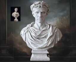 Augustus Caesar Bust Gray Marble Sculpture, Roman Emperor Art, 3D Printed Statue, Classical Home Decor, Desk Accessories Office Decor - thumbnail 1