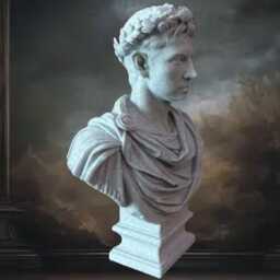 Augustus Caesar Bust Gray Marble Sculpture, Roman Emperor Art, 3D Printed Statue, Classical Home Decor, Desk Accessories Office Decor - thumbnail 2