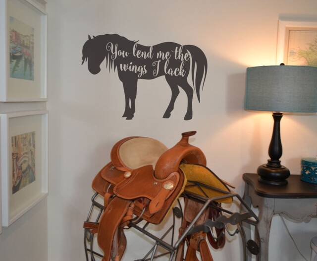 Horse Wall Decal You Lend Me The Wings I Lack, Vinyl Decor - image 1