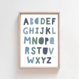 6 Boys Nursery Prints, Bedroom Decor, Wall Art, Muted Green & Blue, Playroom Art - thumbnail 3