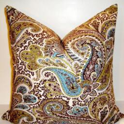 Paisley Pillow Cover, Chocolate Brown Cotton, 20 - thumbnail 2