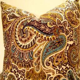 Paisley Pillow Cover, Chocolate Brown Cotton, 20 - thumbnail 4
