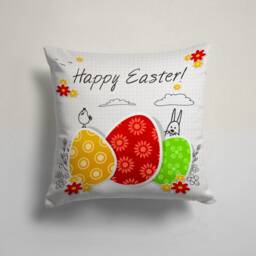 Spring Decoration Pillow Case-Happy Easter Cushion Cover-Bunny Pillow Cover-Painted Eggs Cushion Case-Gift For Her Cushion-Handmade Material - thumbnail 4