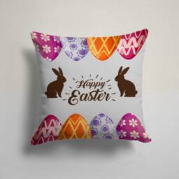 Spring Decoration Pillow Case-Happy Easter Cushion Cover-Bunny Pillow Cover-Painted Eggs Cushion Case-Gift For Her Cushion-Handmade Material - thumbnail 3