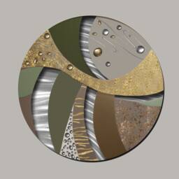 stylish Circular Metal Wall Art - Orange & Teal Aluminum Sculpture Modern Abstract Decor - thumbnail 4