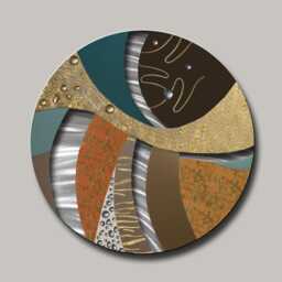 stylish Circular Metal Wall Art - Orange & Teal Aluminum Sculpture Modern Abstract Decor