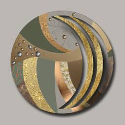 stylish Circular Metal Wall Art - Orange & Teal Aluminum Sculpture Modern Abstract Decor - thumbnail 3