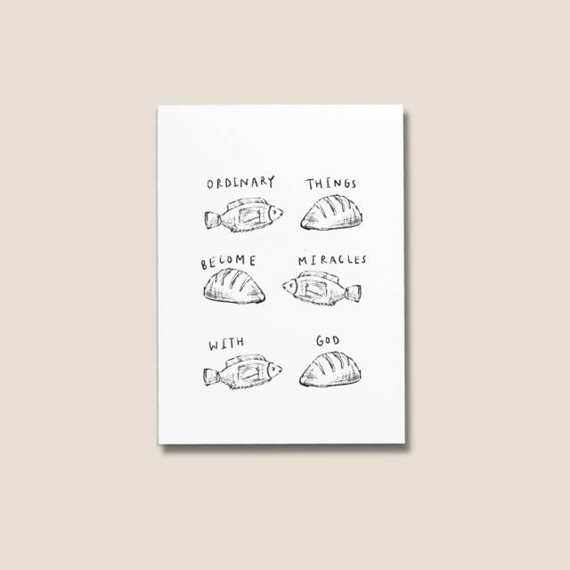 Loaves & Fishes Miracle Art Christian Bible Verse Print - image 1