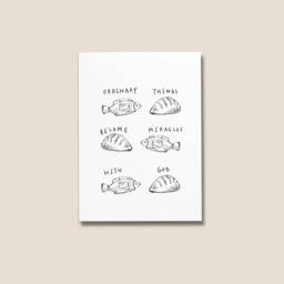 Loaves & Fishes Miracle Art Christian Bible Verse Print - thumbnail 1