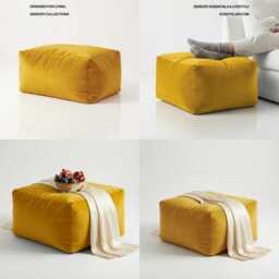 Bean Bag Pouffe Footstools Lemon Velvet Rectangle Ottoman Style Footstool Pouf - thumbnail 3
