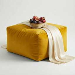 Bean Bag Pouffe Footstools Lemon Velvet Rectangle Ottoman Style Footstool Pouf - thumbnail 1
