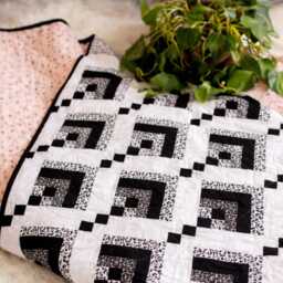 Bustling Street Quilt Pattern PDF - Modern Black & White Monochrome Geometric Design 72x86 Large Throw Digital Download - thumbnail 2