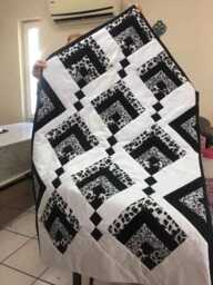 Bustling Street Quilt Pattern PDF - Modern Black & White Monochrome Geometric Design 72x86 Large Throw Digital Download - thumbnail 4