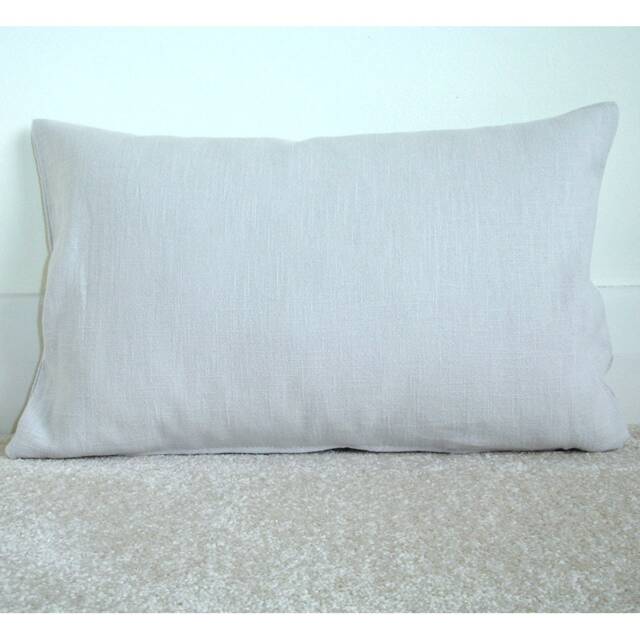 "Linen Travel Pillow Cover Small 10x16 Tempur Sham Case With Zip 40x26cm Plain Block Solid Pale Grey Gray Colour Oblong Cushion 16""x10" - image 1