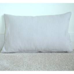 "Linen Travel Pillow Cover Small 10x16 Tempur Sham Case With Zip 40x26cm Plain Block Solid Pale Grey Gray Colour Oblong Cushion 16""x10" - thumbnail 1