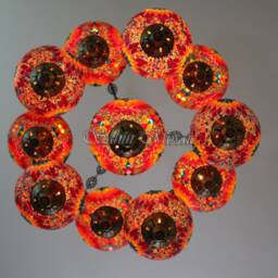 Turkish Mosaic Sultan Chandelier - 11 Large Globe Ottoman Ceiling Lamp - S11L - thumbnail 4