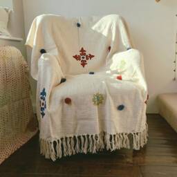 Boho Wall Tapestry Hanging/Bed Throw With Colourful Embroidery Bedspread Pattern Handmade From 100% Cotton - thumbnail 3