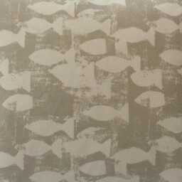 Handmade Coastal Fish Linen Cushion Cover Taupe Beige Nautical Pillow - thumbnail 2