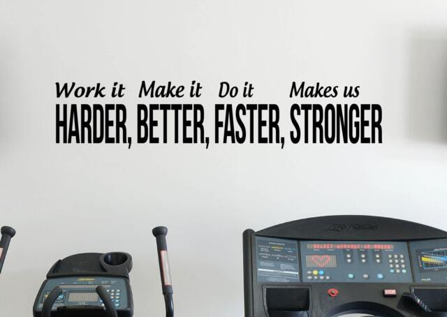 Gym Motivation Quote Harder Better Faster Stronger Vinyl Decal Workout Fitness Wall Sticker Sport Home Interior Graphics 51(Fgm - image 1
