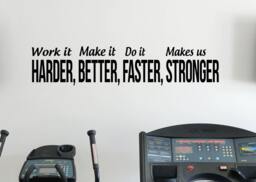Gym Motivation Quote Harder Better Faster Stronger Vinyl Decal Workout Fitness Wall Sticker Sport Home Interior Graphics 51(Fgm - thumbnail 1