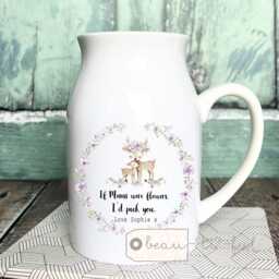 Personalised Mother's Day Gift If Mums Were Flowers Nana Mummy Nanna Nanny Gift Deer Hedgehog Floral Ceramic Small Vase Jug Mug Birthday - thumbnail 2