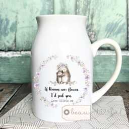 Personalised Mother's Day Gift If Mums Were Flowers Nana Mummy Nanna Nanny Gift Deer Hedgehog Floral Ceramic Small Vase Jug Mug Birthday - thumbnail 1