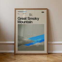 Great Smoky Mountains National Park Mid-Century Travel Poster, Abstract Minimalist Art Print, Tennessee No.2 - thumbnail 1