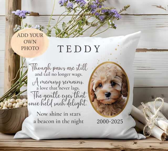 Personalised Own Portrait Dog Keepsake Cushion Pet Loss Memorial Pillow Gift - image 1