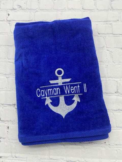Anchor Personalized Beach Towel Monogrammed Pool Party Birthday Gift Bridesmaids Bridal Favors Nautical - image 1