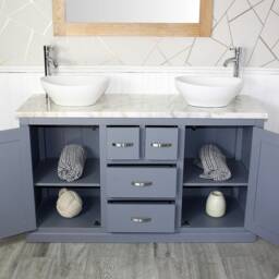 Bathroom Vanity Unit - Grey Painted With White Marble Top & Ceramic Bowl Options 603Gwmcbc - thumbnail 3