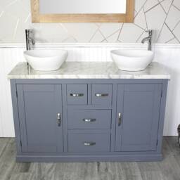 Bathroom Vanity Unit - Grey Painted With White Marble Top & Ceramic Bowl Options 603Gwmcbc - thumbnail 2