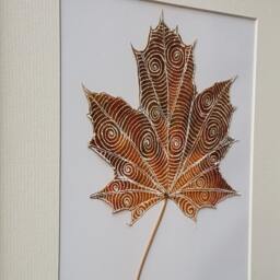 Framed Handmade Pigment Ink Drawing Autumn Leaf Home Decor Wall Art - thumbnail 3