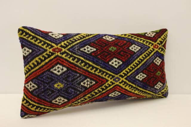 Kilim Pillow Cover 10x20 Inches 25x50 cm Lumbar Cushion Throw Sofa 4Yef-620 - image 1