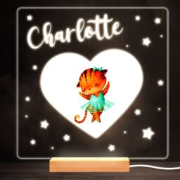 Watercolour Ballerina Tiger Colourful Square Personalised Gift Lamp Night Light - Bedroom - thumbnail 1