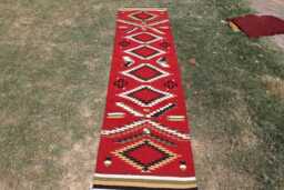 Navajo Red Runner Rug 3x10, Tribal Southwestern Rug, Handmade Woolen Dhurrie Bohemian Area Runner, Entry Way Runner, Corridor - thumbnail 1