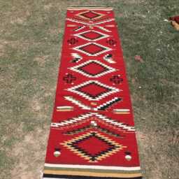 Navajo Red Runner Rug 3x10, Tribal Southwestern Rug, Handmade Woolen Dhurrie Bohemian Area Runner, Entry Way Runner, Corridor - thumbnail 4