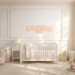 Wooden Pink Name Sign. Baby Girl Nursery Decor. Wall Sign For Kids. Personalized Custom Double - thumbnail 1